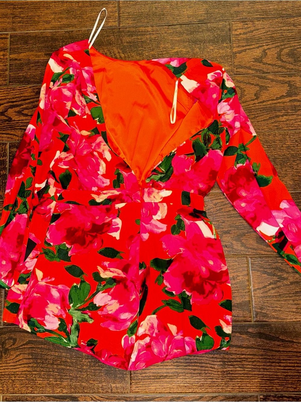 Lulu's Red Floral Long-Sleeve Romper